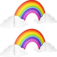 Centro de Mesa de Papel de Panal de Arcoiris Centro de Mesa de Nube de Arco Iris sin Pliegues de Convertir para…